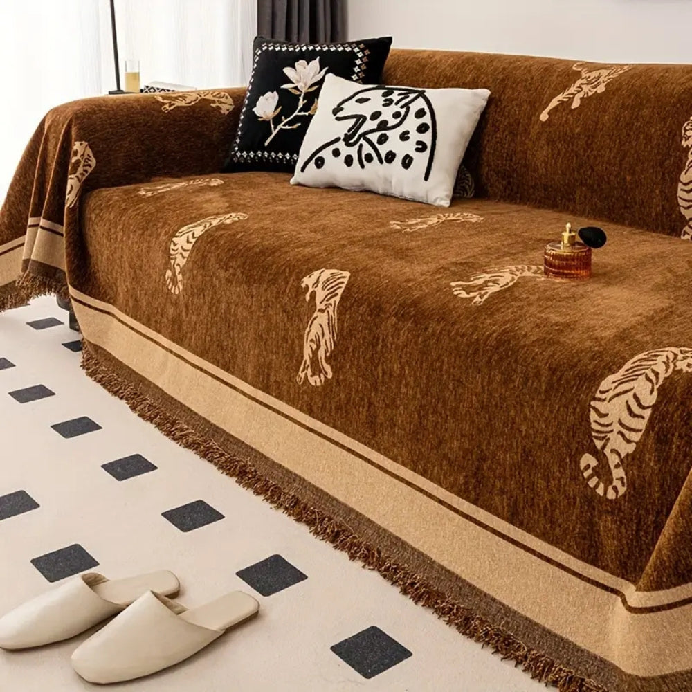 Norvo | Safari Tiger Chenille Sofa Cover