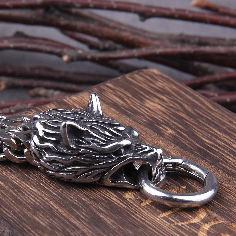 Norvo | Viking Rustfritt Stål Dobbel Ulvehode Fenris Armbånd