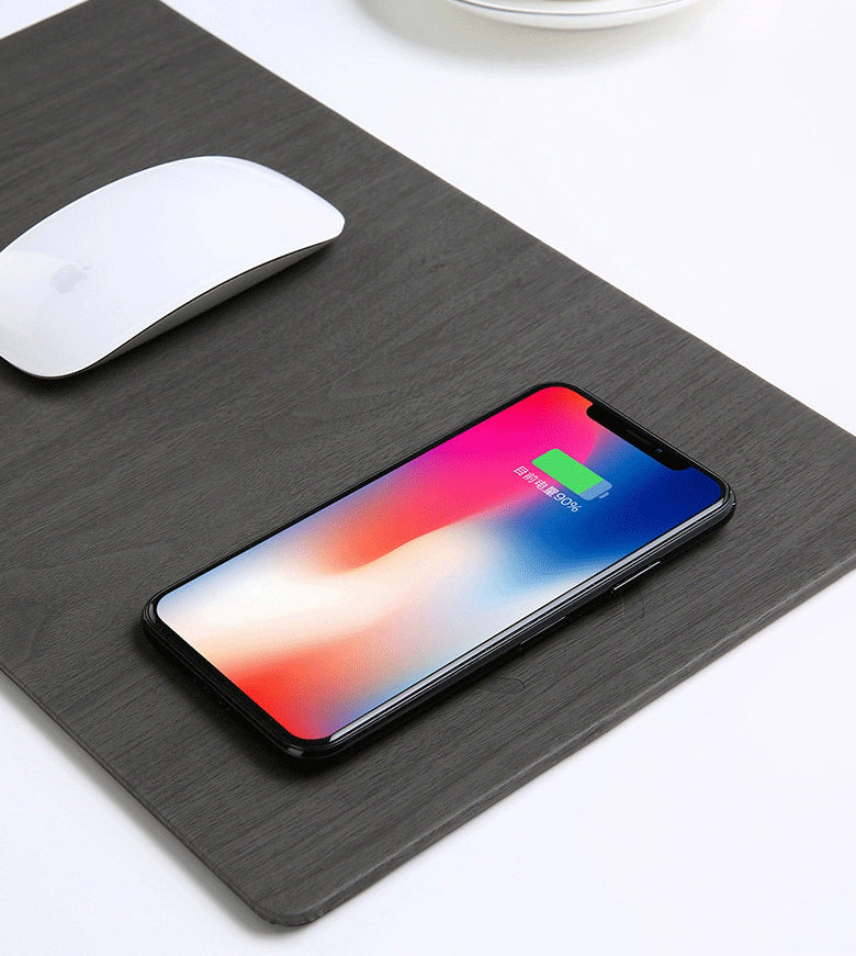 Norvo | 2-i-1 Premium Qi-sertifisert 5W hurtig trådløs ladende gaming musematte med skridsikker gummibase