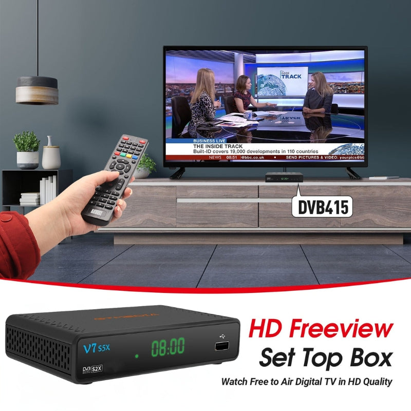 Norvo | V7 S5X Freeview Box Recorder – HD TV Opptaksenhet med innebygd Freeview