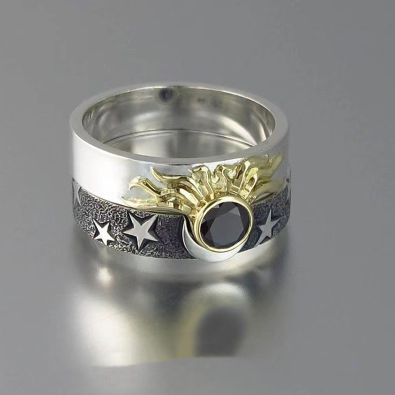 Norvo | Vintage Stjerne Måne Sol Ring Sett