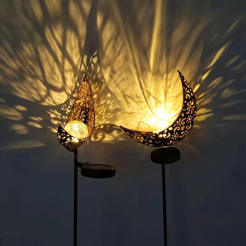 Norvo | Solhagen Lys laget av Metall – Vanntett LED Design i Måne, Flamme, Sol eller Stjerneform