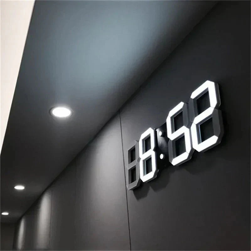 3D LED Veggklokke Norvo| Moderne Digital Klokke | Dimmbar LED Lys | Elegant Veggdekor
