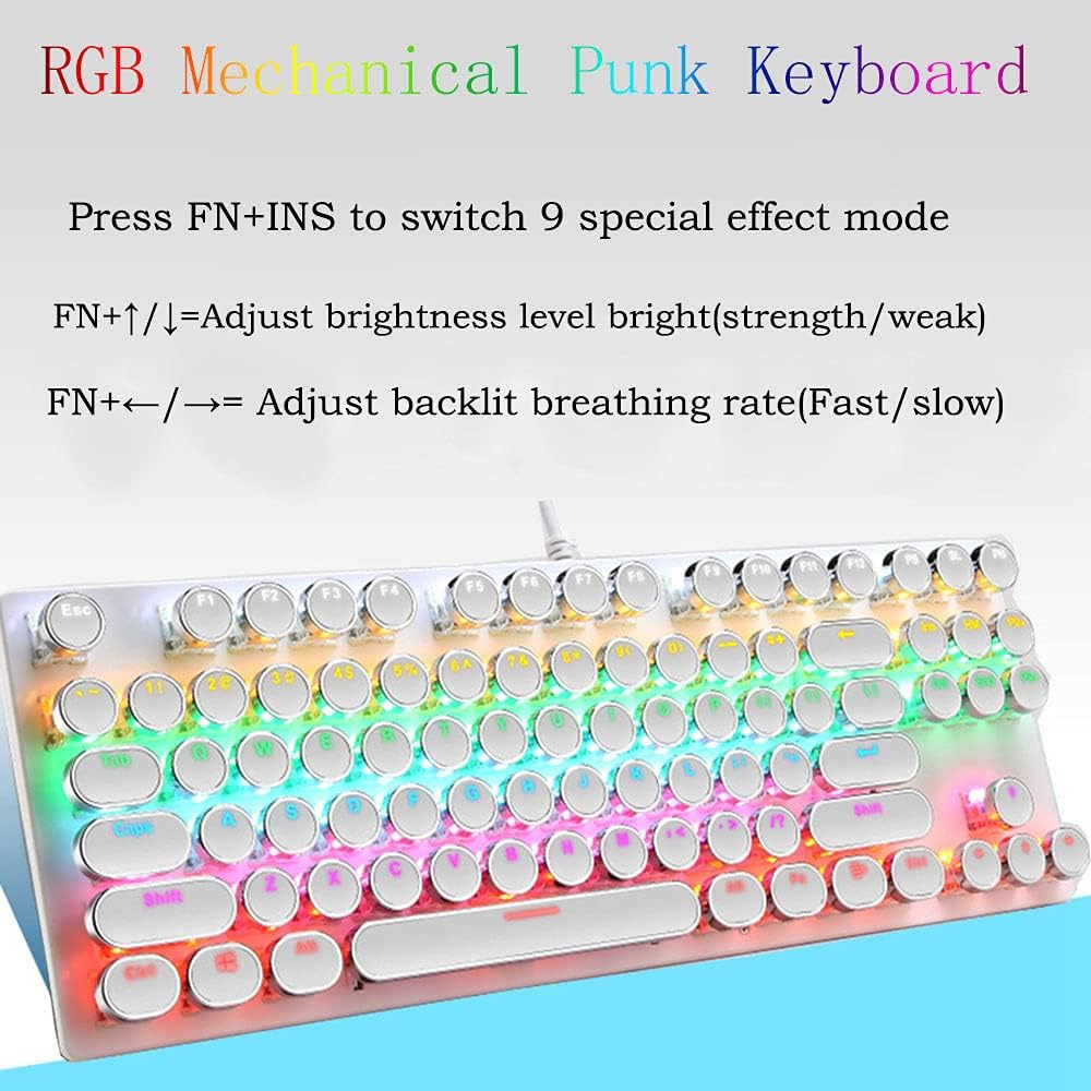 Norvo | 87-Tast Mekanisk Gaming Tastatur RGB Bakgrunnsbelyst Blå Bryter