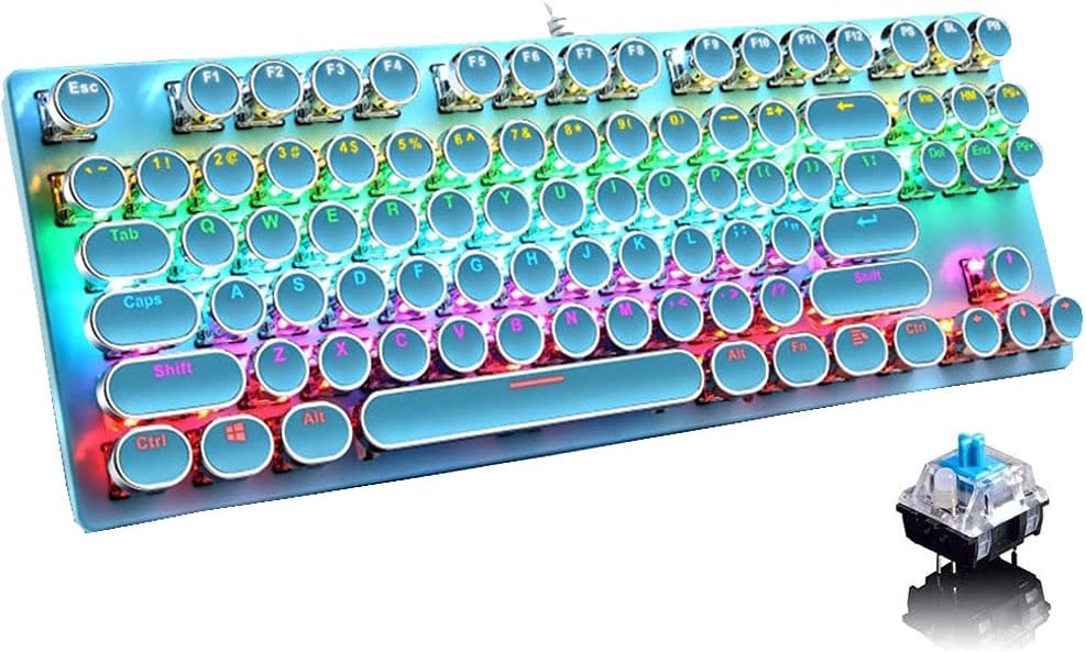 Norvo | 87-Tast Mekanisk Gaming Tastatur RGB Bakgrunnsbelyst Blå Bryter