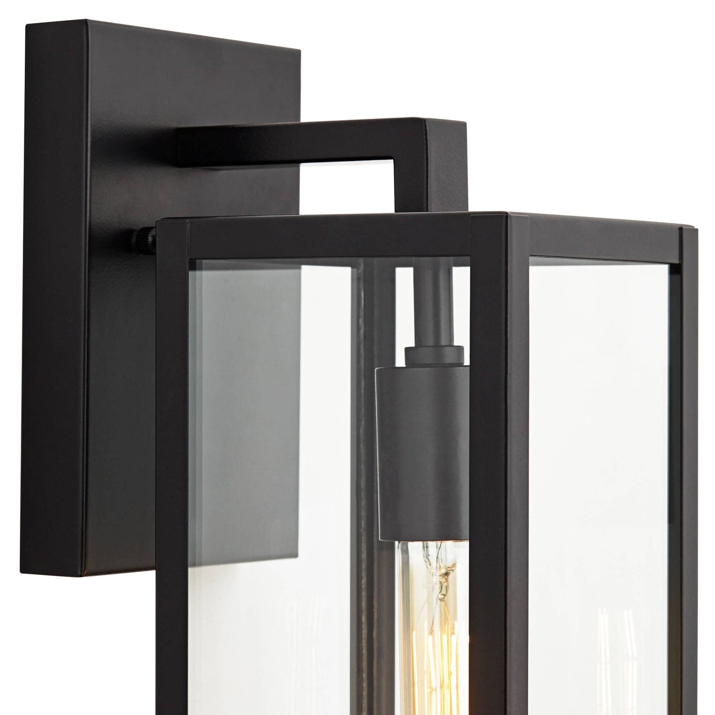 Norvo | John Timberland Titan Moderne Utendørs Vegglampe, Svart Metall Med Klart Glasspanel