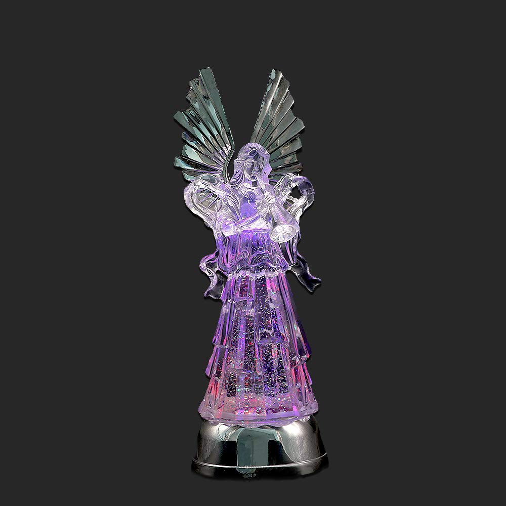 Norvo | Wondise 14'' Fargeforandrende Belyst Vannlampe Med 6 Timers Timer, Batteridrevet Led Engel Lys Virvlende Vann Glitter Chris