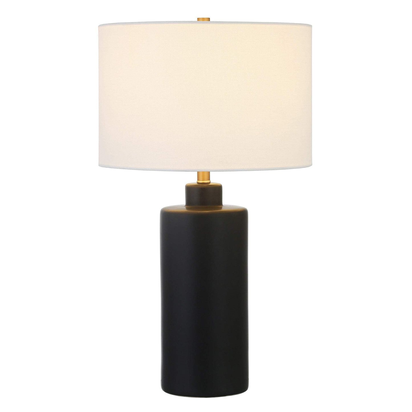 Norvo | Homeroots Svart Keramikk Bordlampe - 25 Tommer Med Hvit Trommeskjerm, Moderne Belysningsdekor