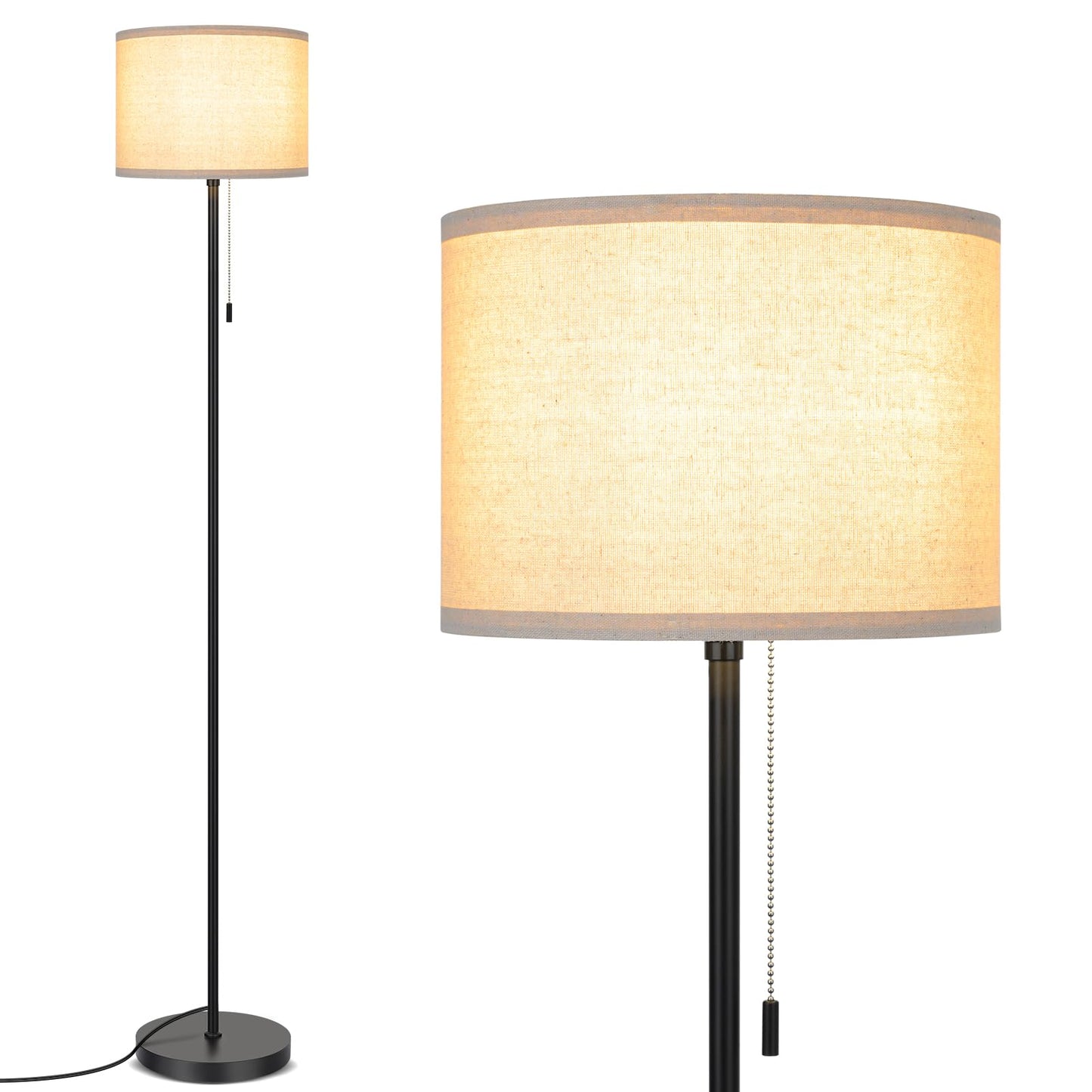 Norvo | Folksmate Gulvlampe For Stue, Led Moderne Enkel Stående Lamper, Høy Lampe For Soverom, Barn, Kontor, Leserom Svart P