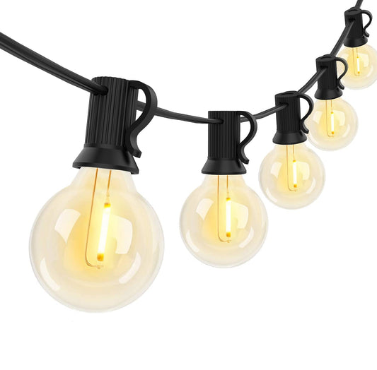 Norvo | Abeja 25Ft Led Utendørs Lyskæde - G40 Globe, 25 Shatterproof Pærer, Vanntett Svart Ledning