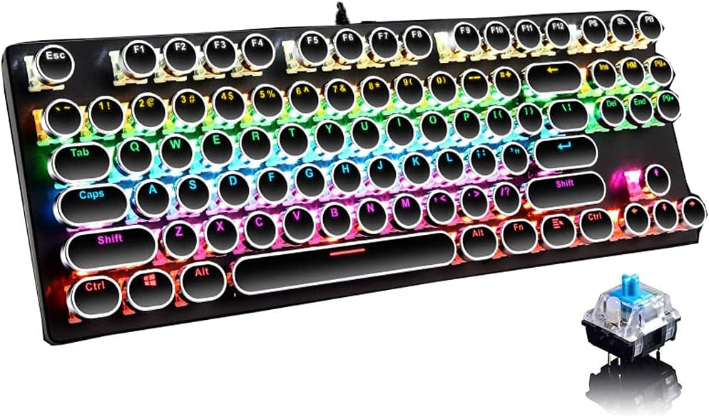 Norvo | 87-Tast Mekanisk Gaming Tastatur RGB Bakgrunnsbelyst Blå Bryter