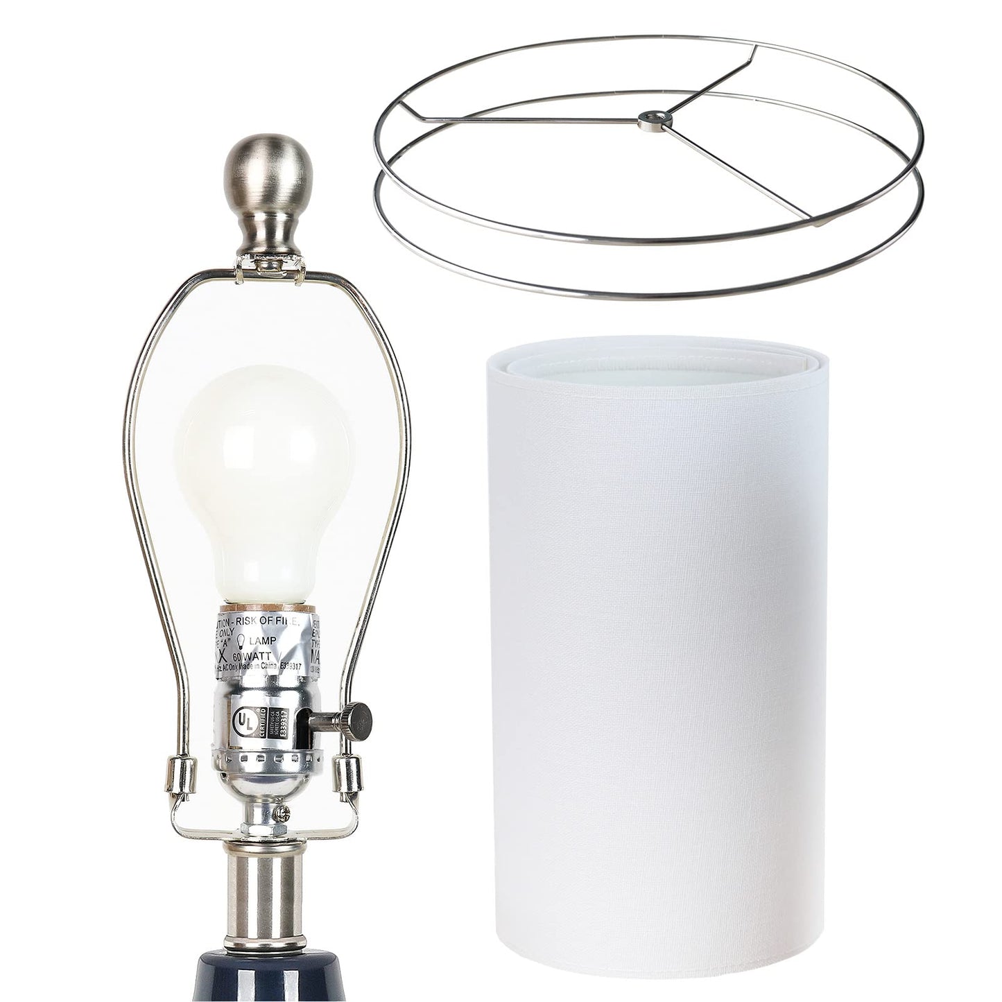 Norvo | Qingmiao 25" Navy Blue Keramisk Bordlampe Sett Av 2 - 3-Trinns Dimming Nattbordbelysning