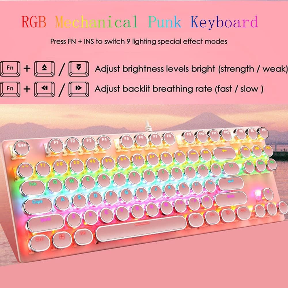 Norvo | 87-Tast Mekanisk Gaming Tastatur RGB Bakgrunnsbelyst Blå Bryter