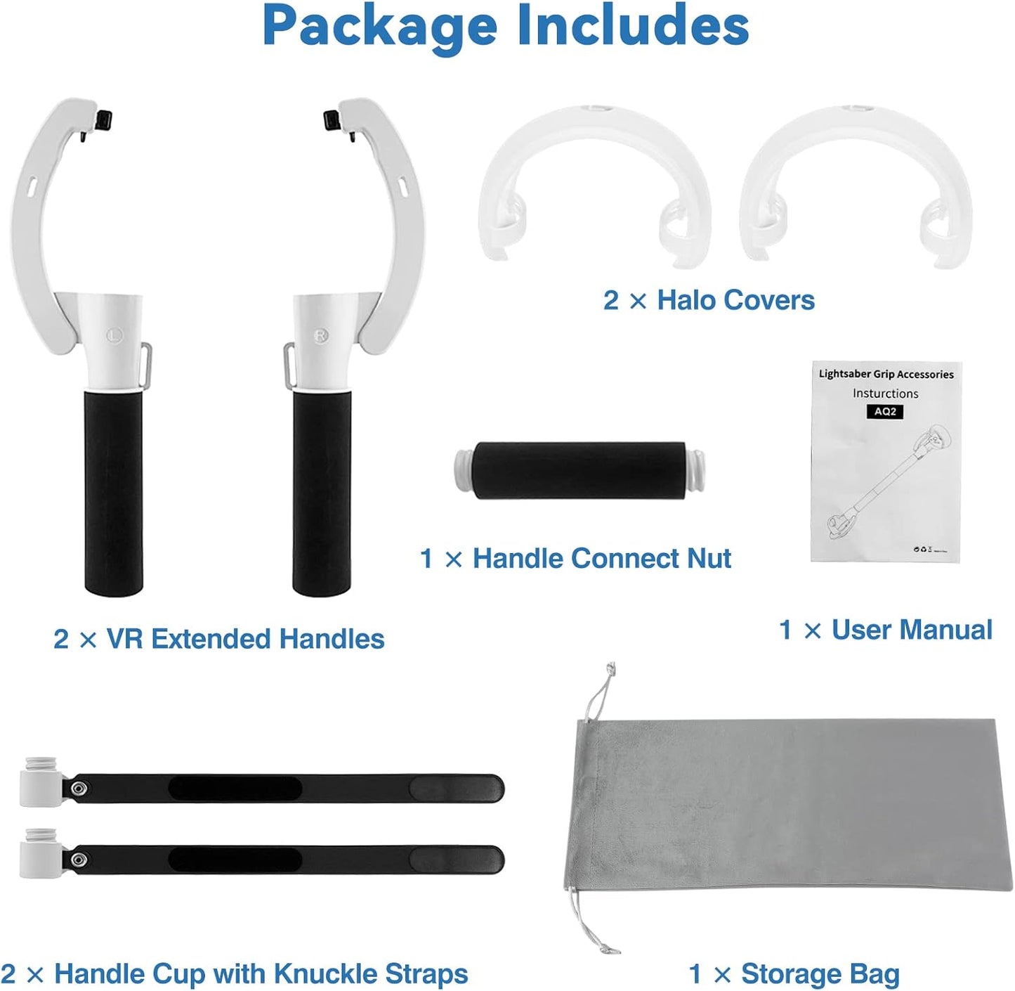 Norvo | VR Kontroller Forlengelseshåndtak for Meta Quest 2 – Kynaro