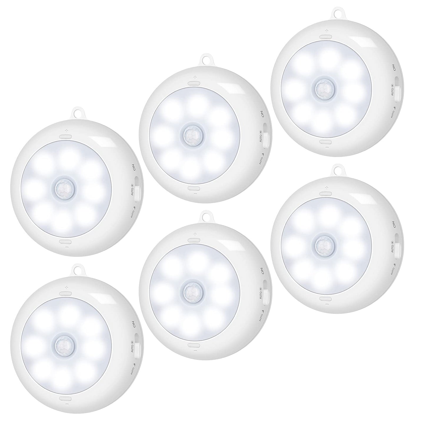 Norvo | Alivation Bevegelsessensor Led Kleshengerlys, Dimmbar Batteridrevne Puck Lys, 6 Pakke