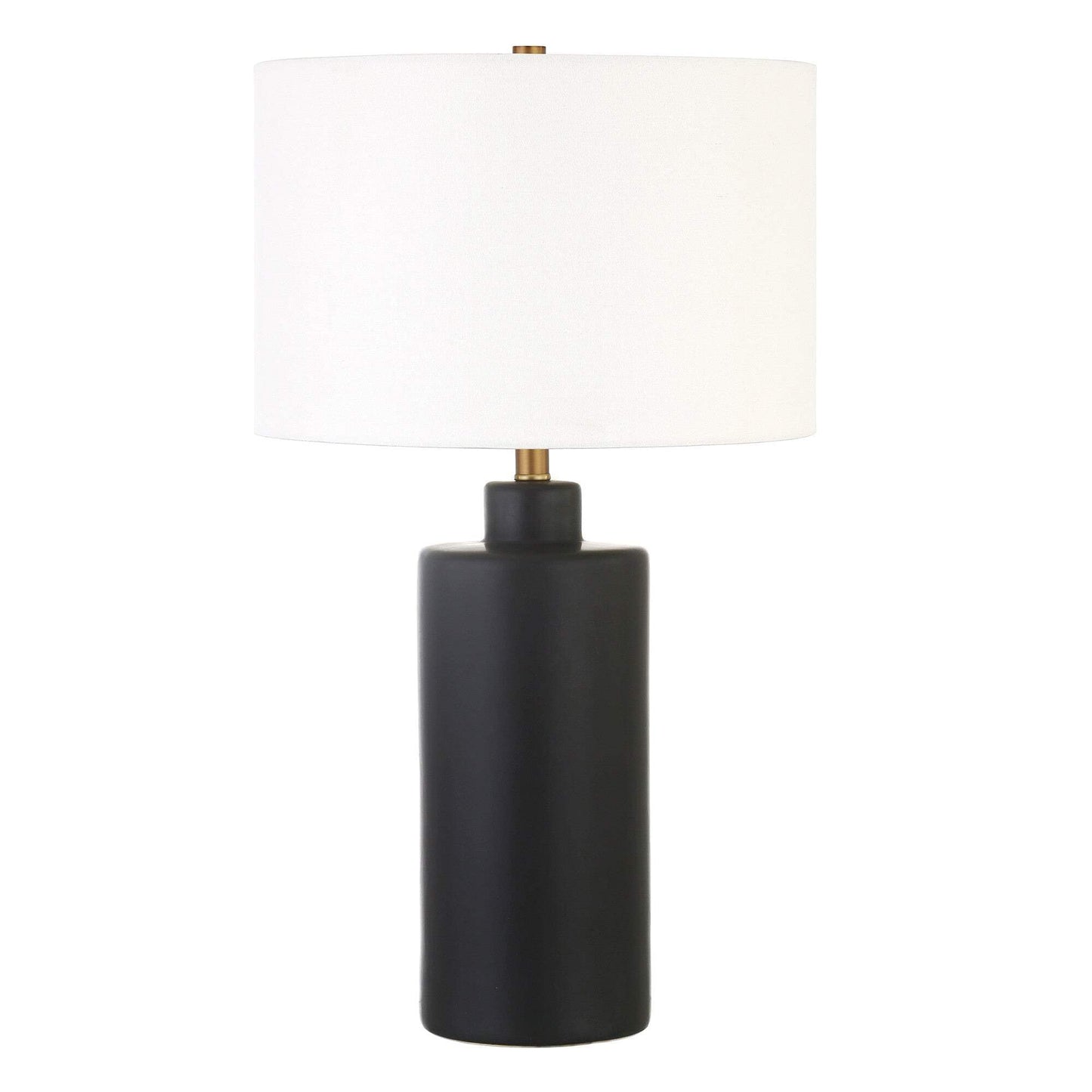 Norvo | Homeroots Svart Keramikk Bordlampe - 25 Tommer Med Hvit Trommeskjerm, Moderne Belysningsdekor