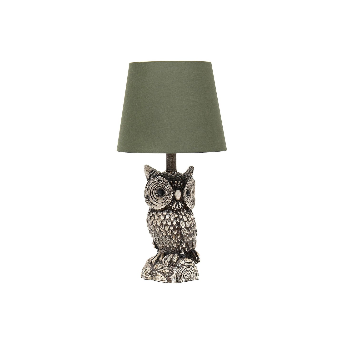 Norvo | Simple Designs Lt2098-Grn Woodland 19.85" Høy Samtids Polyresin Gazing Brun & Hvit Nattugle Sengelampe med Grønn Tapered Trommeskjerm for Dekor, Soverom, Barnerom, Barnerom, Stue