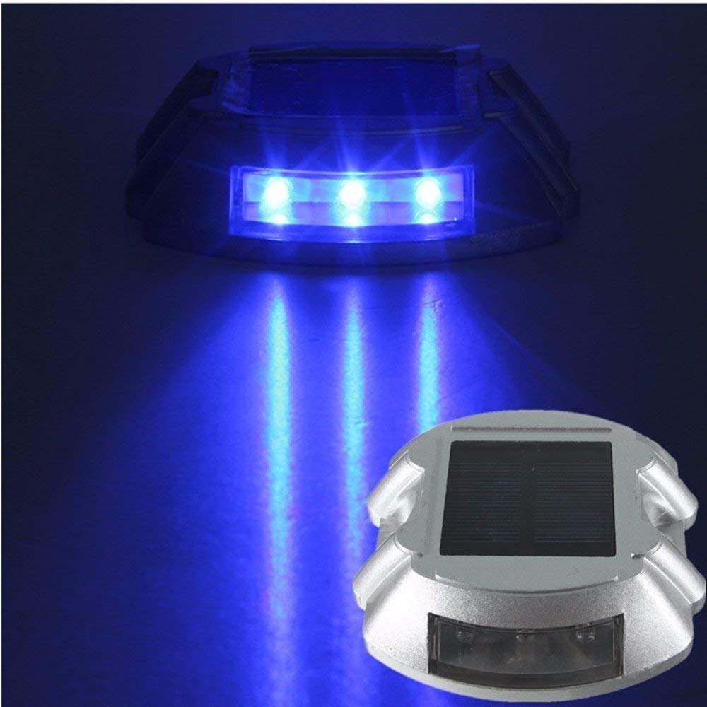 Norvo | Sunwind Blue Solcelle LED Lys - 4 Pakke Solcelle Terrasse Lys Blå Markeringslys Utendørs For Hage, Innkjørsel, Gangvei, Patio