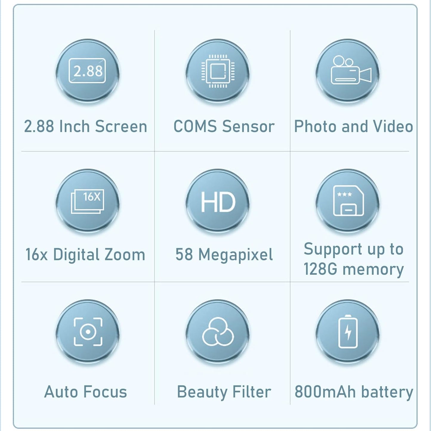 Norvo | 4K Kompakt Digitalkamera med 58MP Bilder og 16X Zoom – Lumora