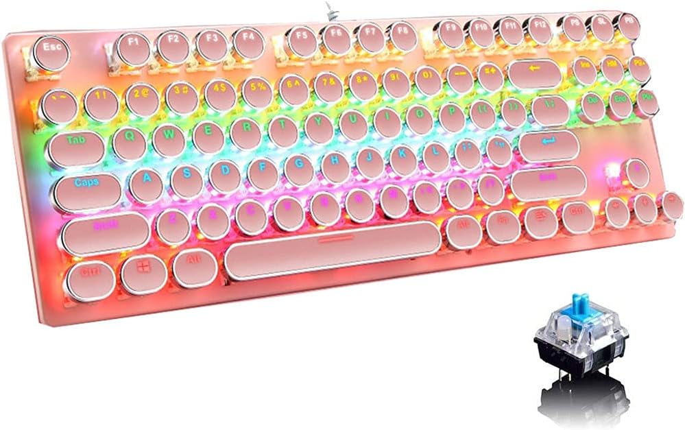 Norvo | 87-Tast Mekanisk Gaming Tastatur RGB Bakgrunnsbelyst Blå Bryter