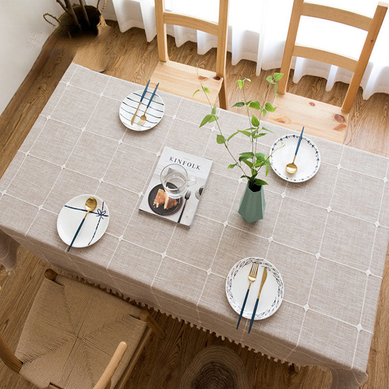 Norvo | Vanntett Olje-resistent Rektangulær Duk Bomull Lin Loppe-resistent Duk for Kjøkken Spiserom Buffet Fest