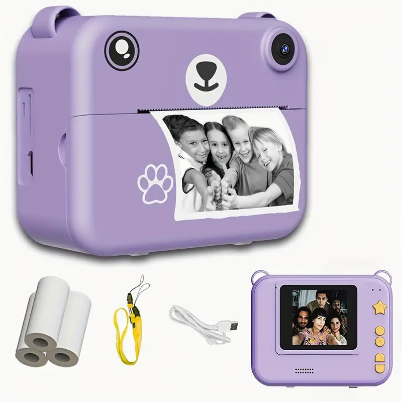 Norvo | SnapKid Sofortkamera for barn – 1080P HD foto og video med utskriftspapir og USB-lader
