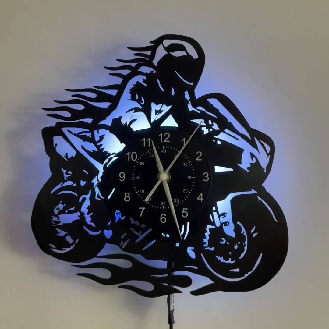 Garduruen vinylveggklokke - Motortema, stil, for stue- og kontorinnredning