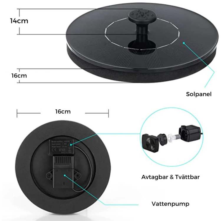 Norvo | Solingsdrevet Dansende Vannfontene med LED-lamper for Hage, Terrasse og Utendørs Dekor