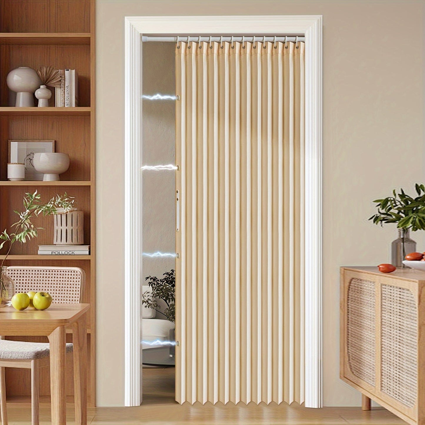 Norvo | Fargerik magnetisk faltegardin – Enkel innredning, plassbesparende romdeler for hjem og virksomhet – Livlig kunstnerisk design, maskinvaskbart polyester