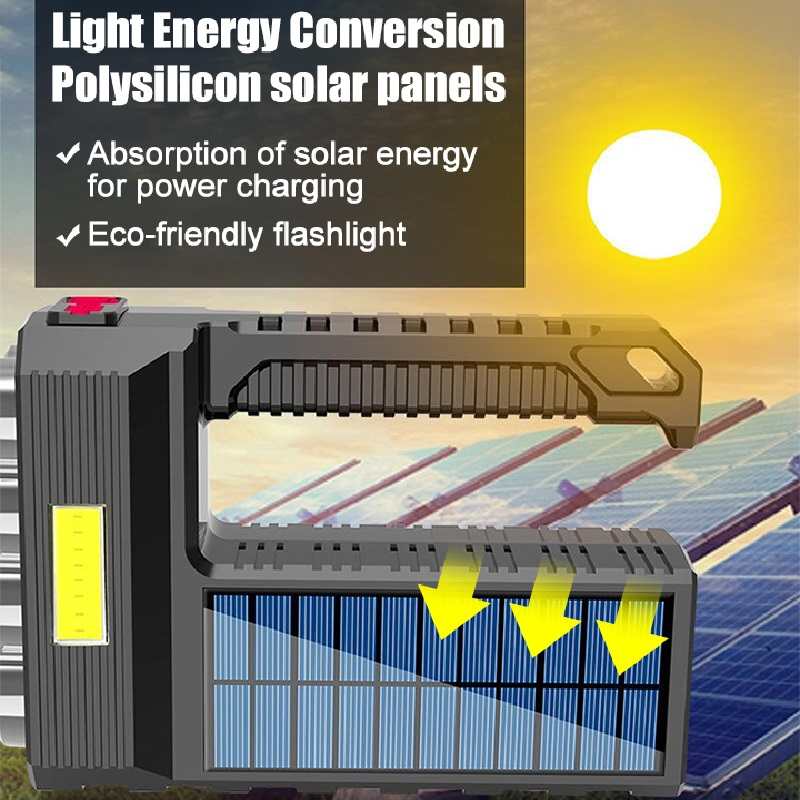 Norvo | Solenergi LED lommelykt – Vanntett, kraftig håndholdt søkelys med litiumbatteri