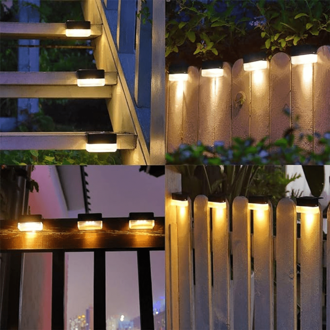 Norvo | Selvklebende sol ute lys - Vanntette veggmonterte LED trinnlamper for hager, terrasser og gangveier