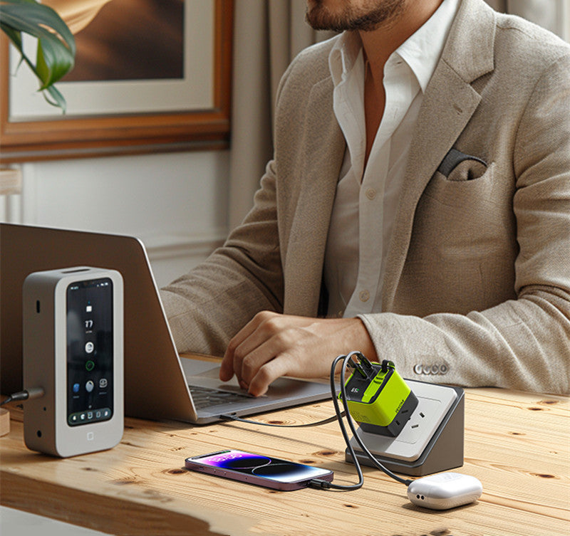 Norvo | USB-C Multi-Port Lader Med Innebygd Uttrekkbar Kabel