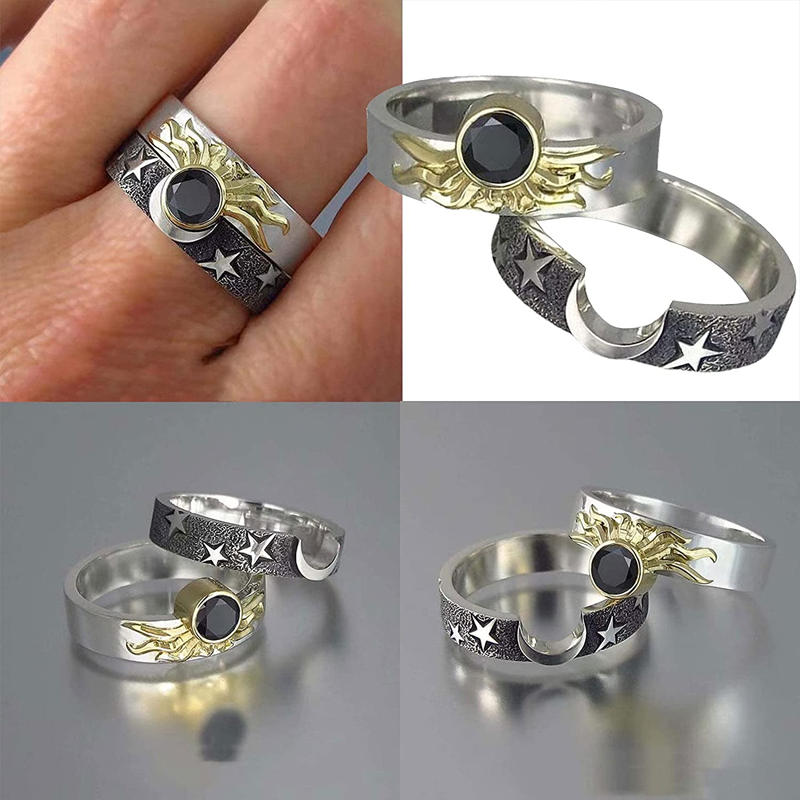 Norvo | Vintage Stjerne Måne Sol Ring Sett
