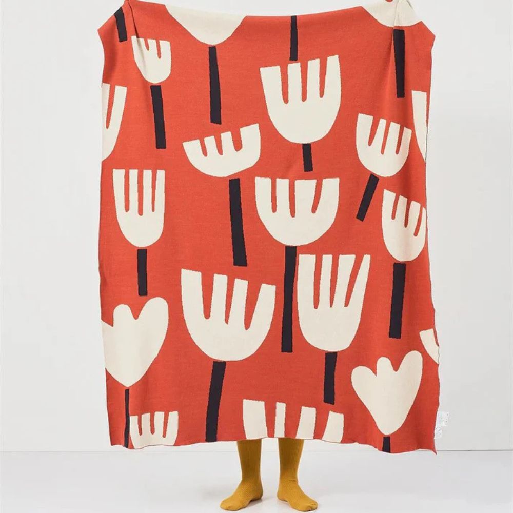 Norvo | Vår Tulipan Blomster Strikket Teppe