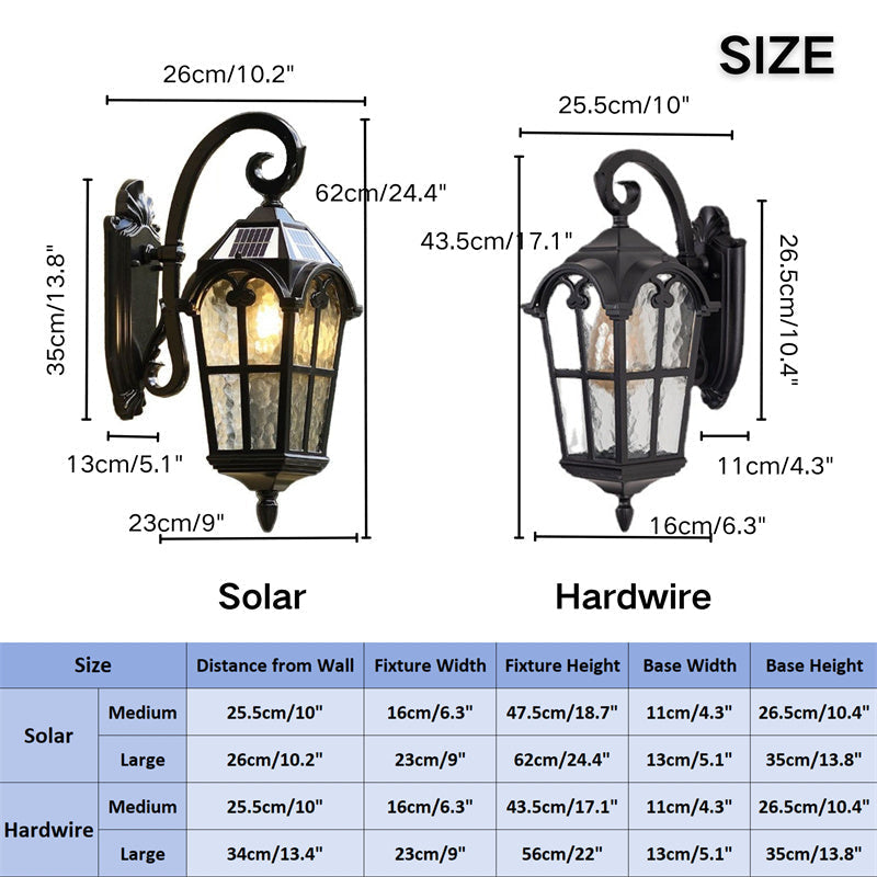 Norvo | Sollys Vanntett Utendørs Vegglampe | Vintage Design med Fjernkontroll for Veranda, Patio & Hagebruk