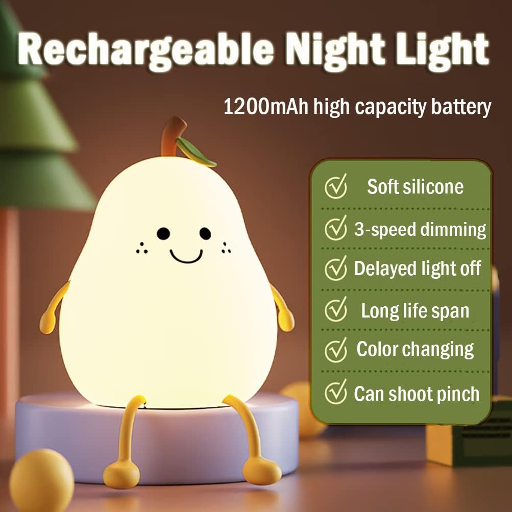Chic PearGlow Nattlampe med USB-lader og Varm Hvit Lys