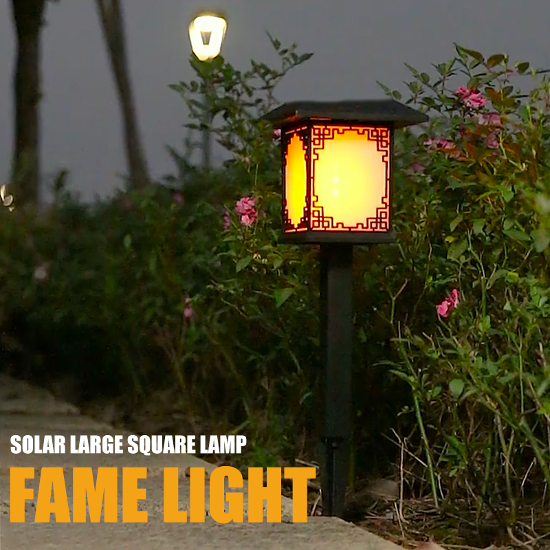Norvo | Solar LED Hage Lampe – Stor Firkantet Lampe med Varmt Lys og Dobbelt Bruk