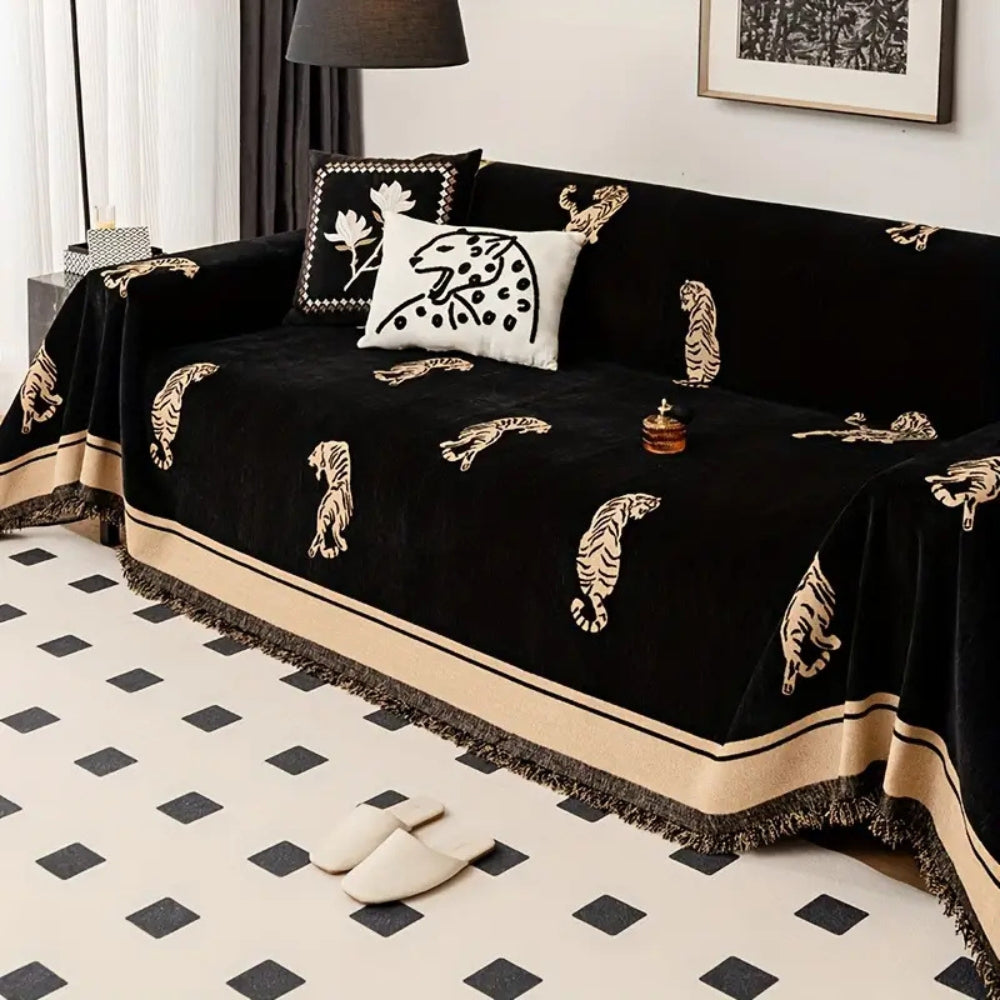 Norvo | Safari Tiger Chenille Sofa Cover