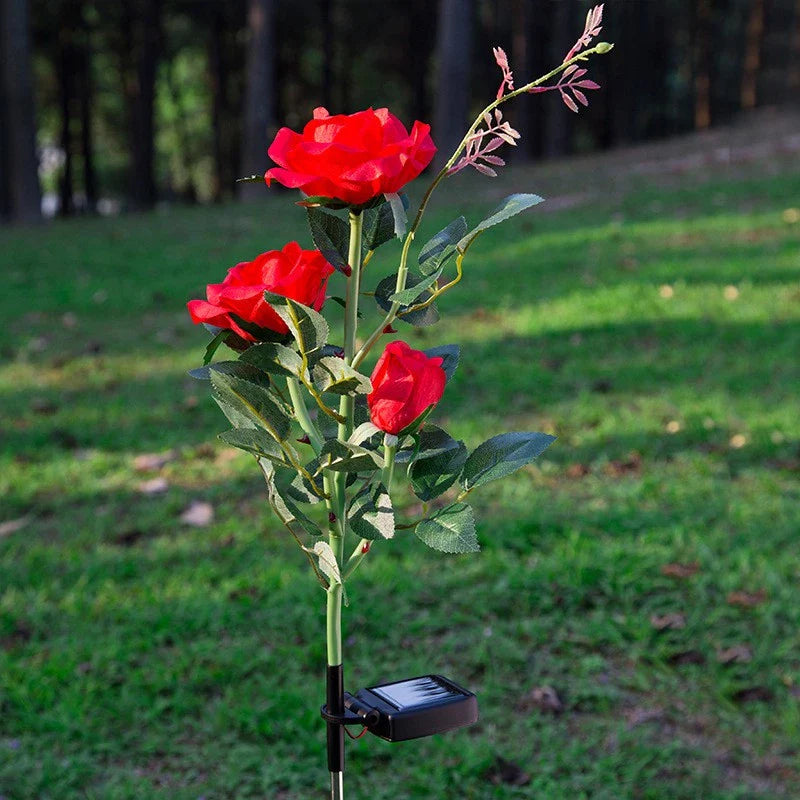 Norvo | Solfylte rose lys – hagepinner med solcellepanel for dekorativ belysning