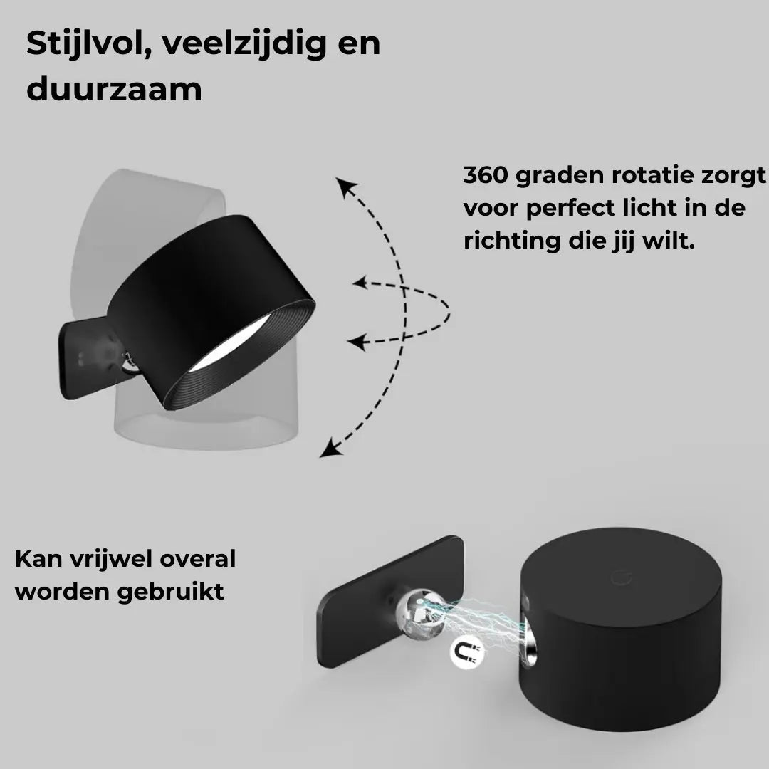 Norvo | Vegglampe Oppladbar Trådløs 360°
