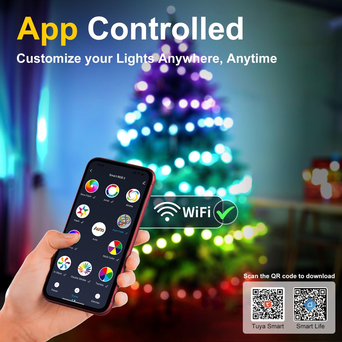 Norvo | Quanquer 196Ft Smarte Julelys, 600 Rgb Leds, Wifi App Kontroll, Fungerer Med Alexa & Google