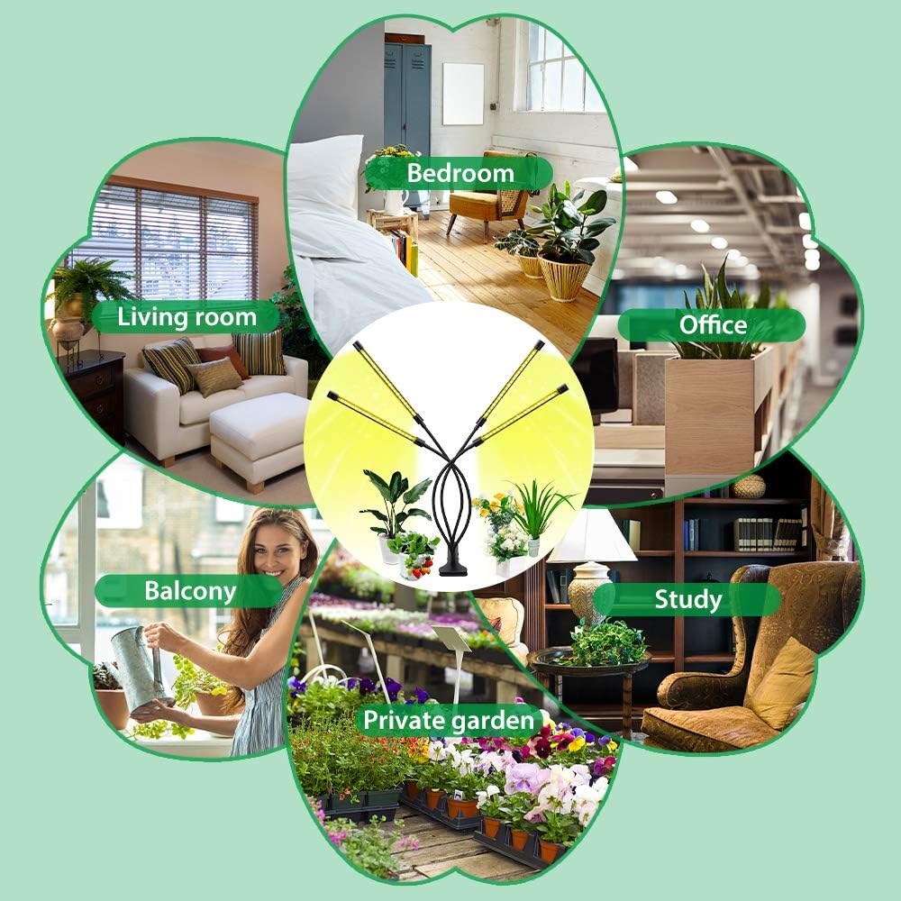 Norvo | Plantevekstlys med 4 fleksible armer og dimmefunksjon for innendørs hager