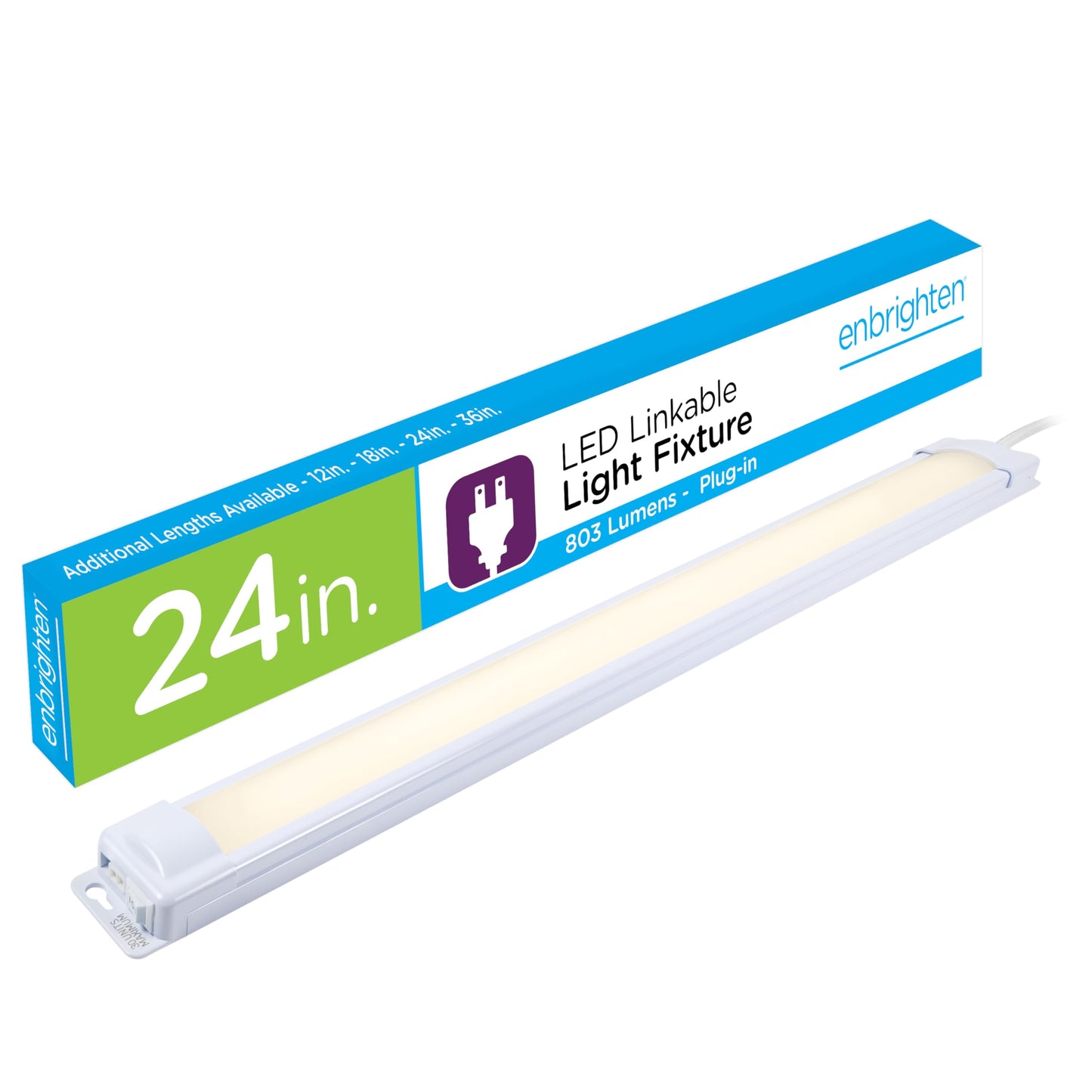 Norvo | Enbrighten 24" Led Under Kabinett Lys, 803 Lumen, 3000K Varm Hvit, Koblingsbar, Plast