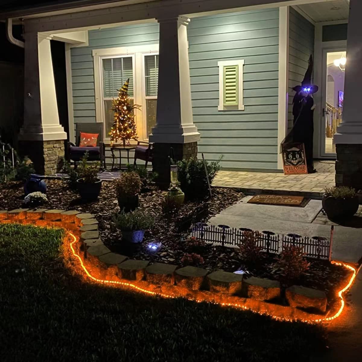 Norvo | Qitong 33Ft Orange Solseil Lys, 100 Leds, Vanntett, 8 Moduser For Utendørs Bruk