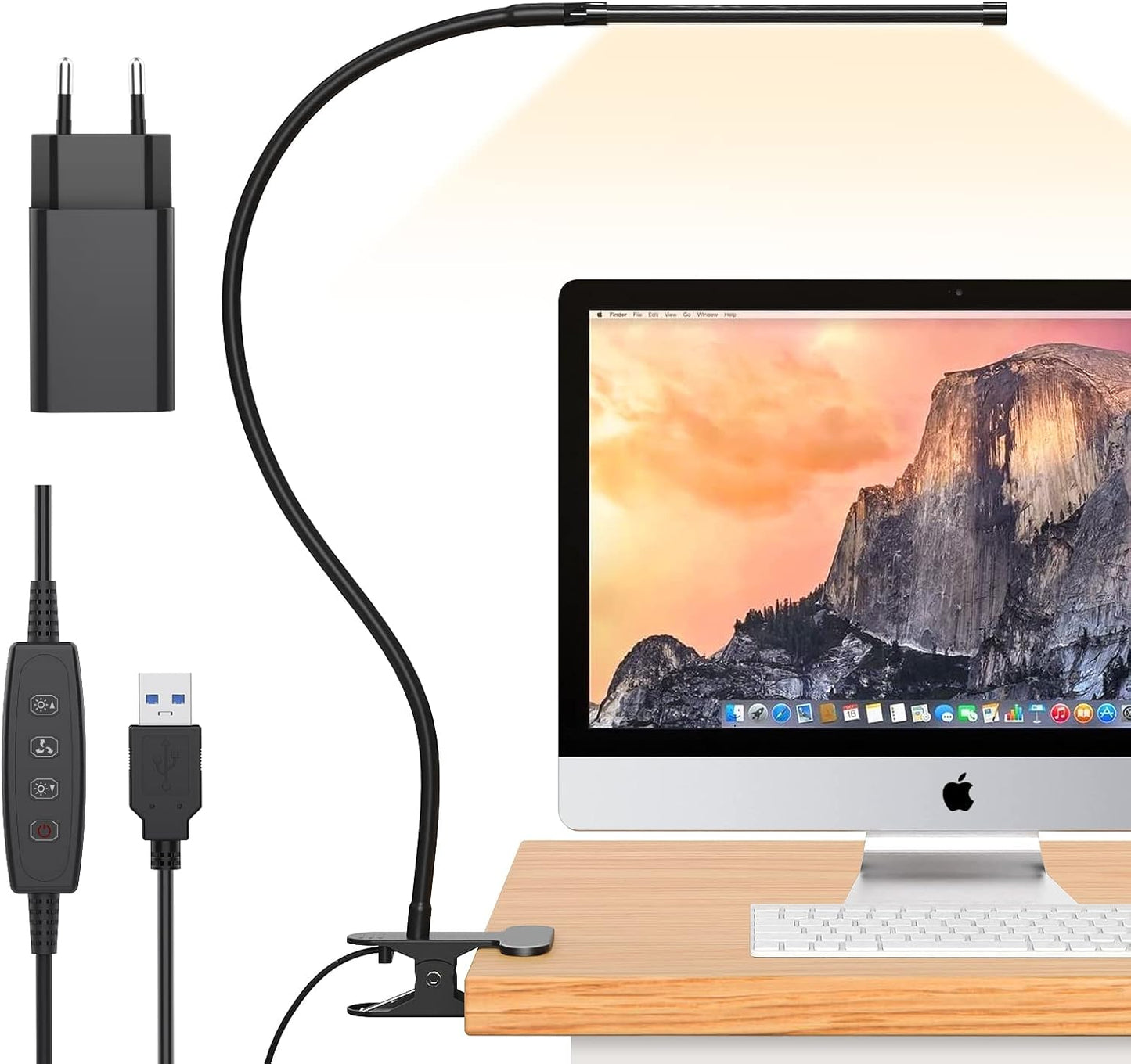 Frendorf | 77 LED Skrivebord Klemme Lampe med USB Strøm & Fleksibel Gåsnek – Serava