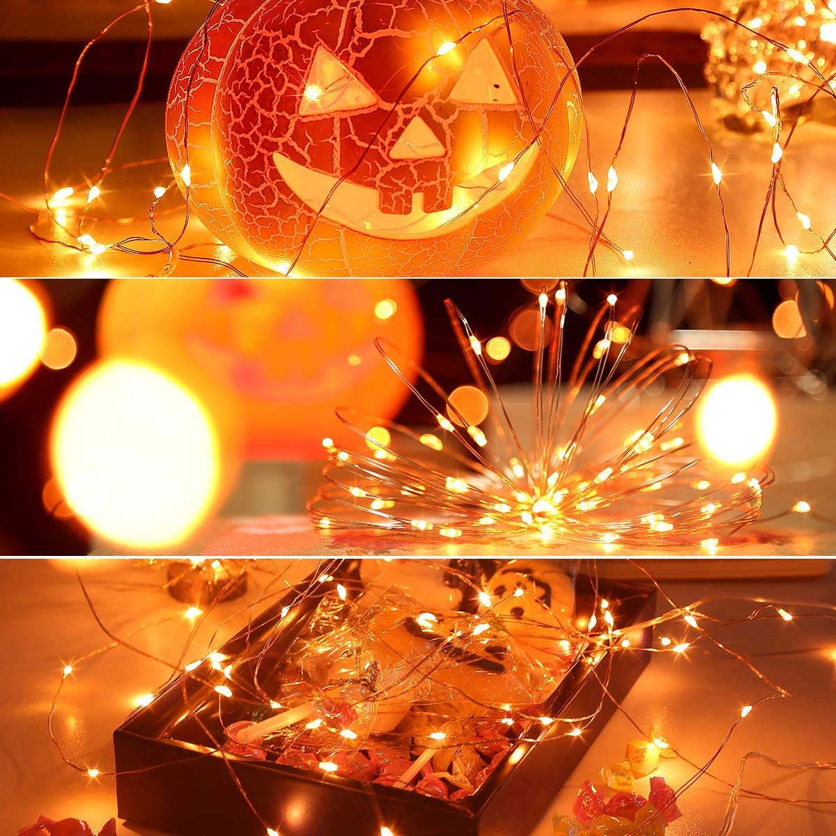 Norvo | Qitong 4 Pakke 144Ft Oransje Solrlige Julelys, 400 Led Vanntette Blinker Fe-lamper