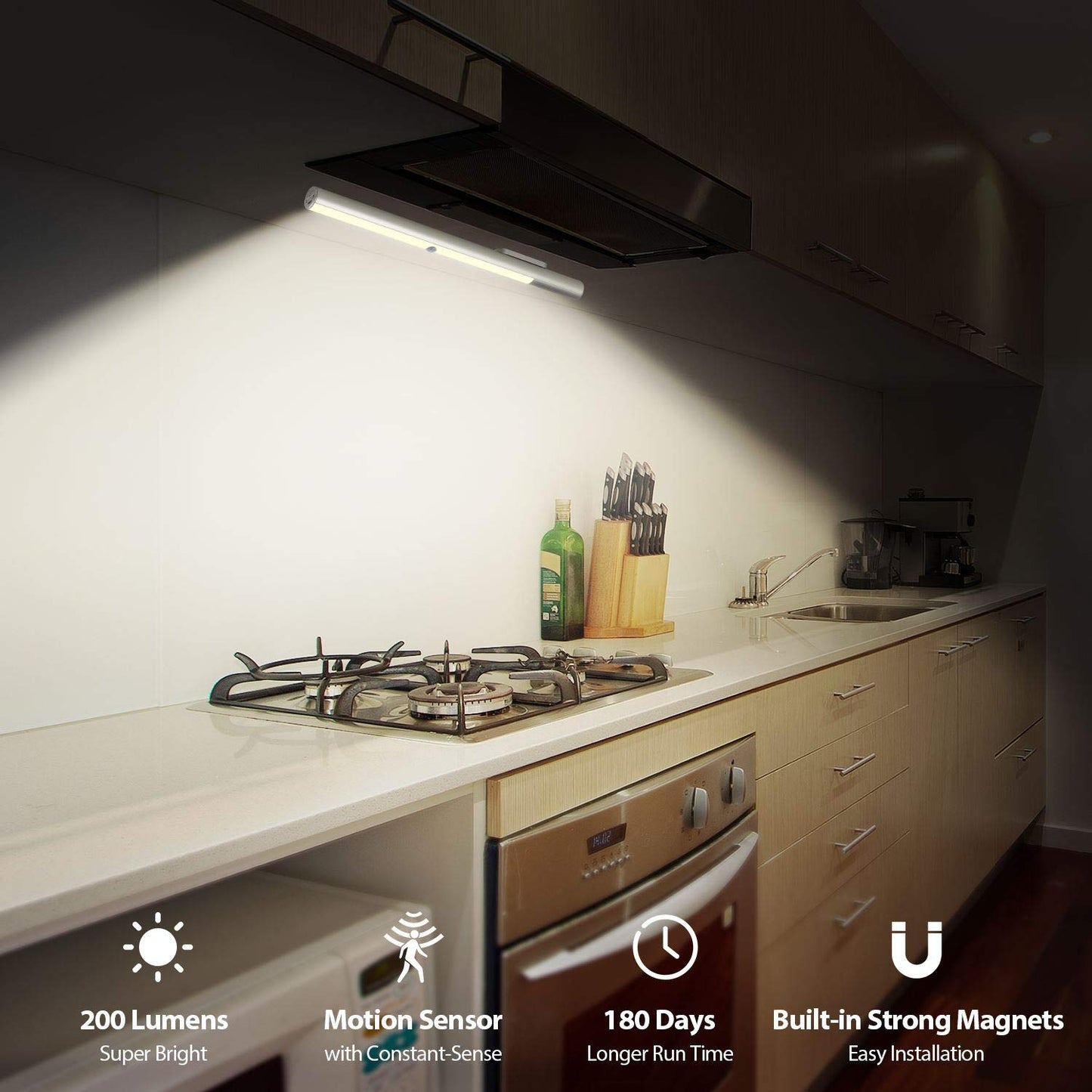 Norvo | Alivation LED under skaplys, batteridrevet, bevegelsesaktivert, 4000K nøytral hvit