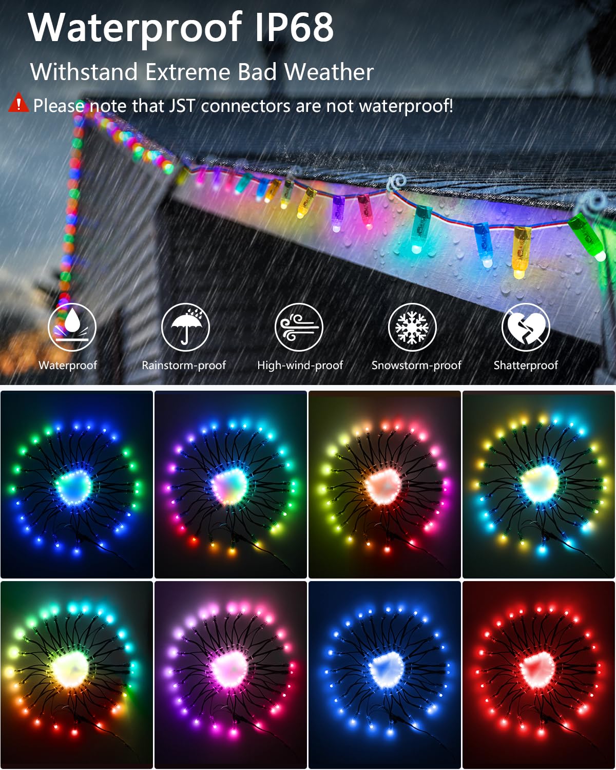 Norvo | Alitove Ws2811 Rgb Led Pixel Lys, 12V, 50Pcs, Vanntett, Individuelt Adressebar