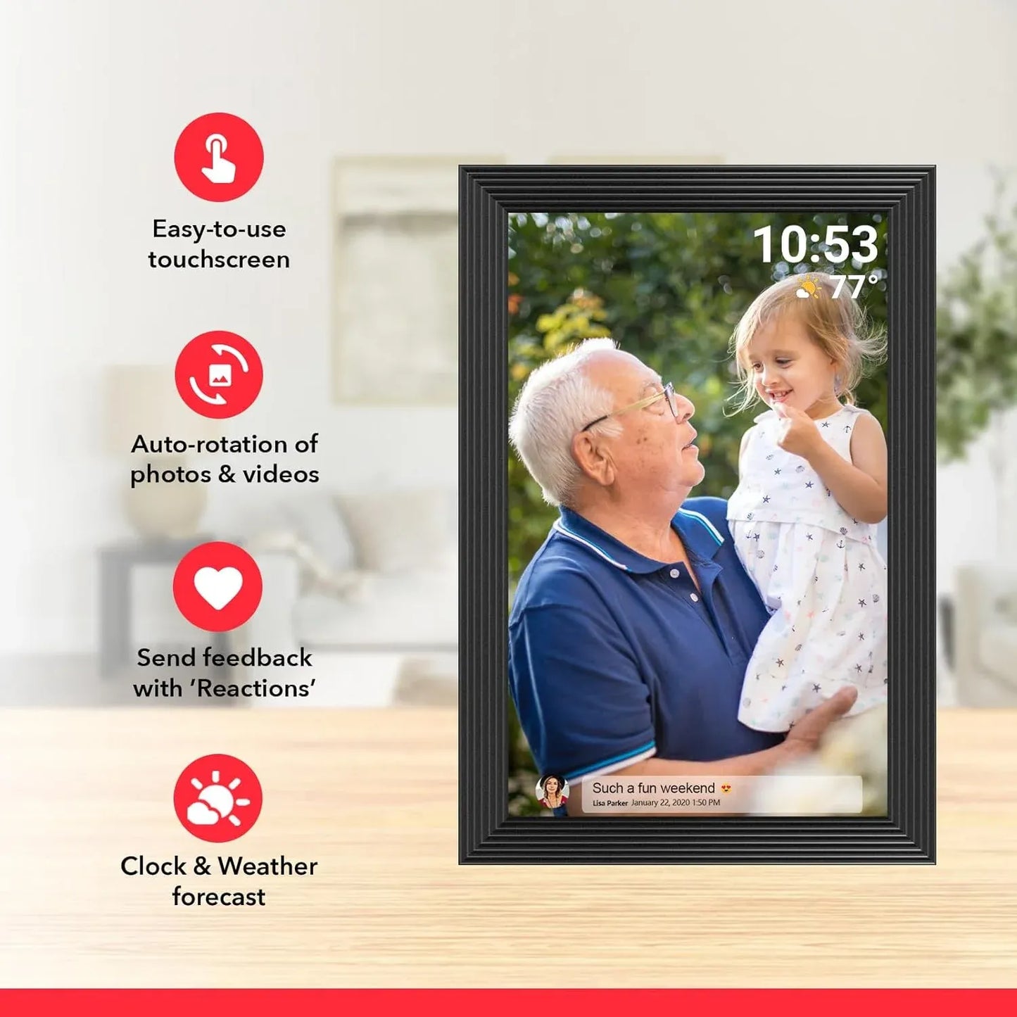 Norvo | Bilderamme - 10.1 Tommers Display Med Stilig Tre Design
