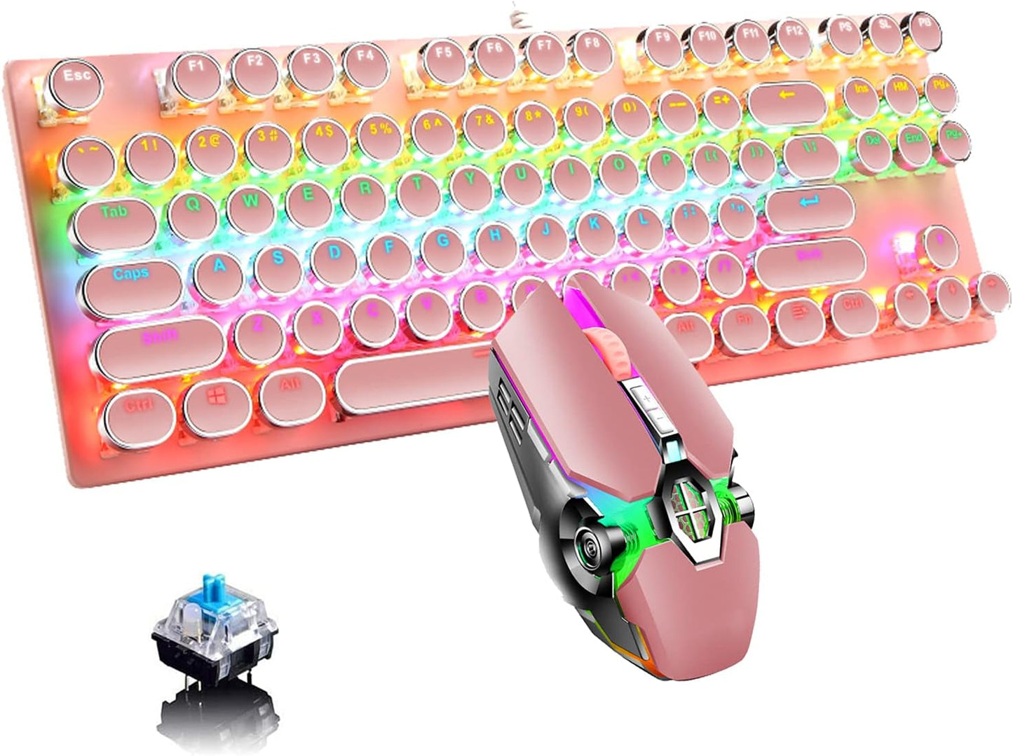 Norvo | 87-Tast Mekanisk Gaming Tastatur RGB Bakgrunnsbelyst Blå Bryter